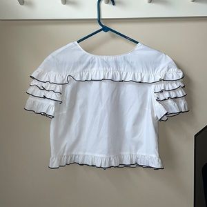 Zara Cropped ruffle blouse